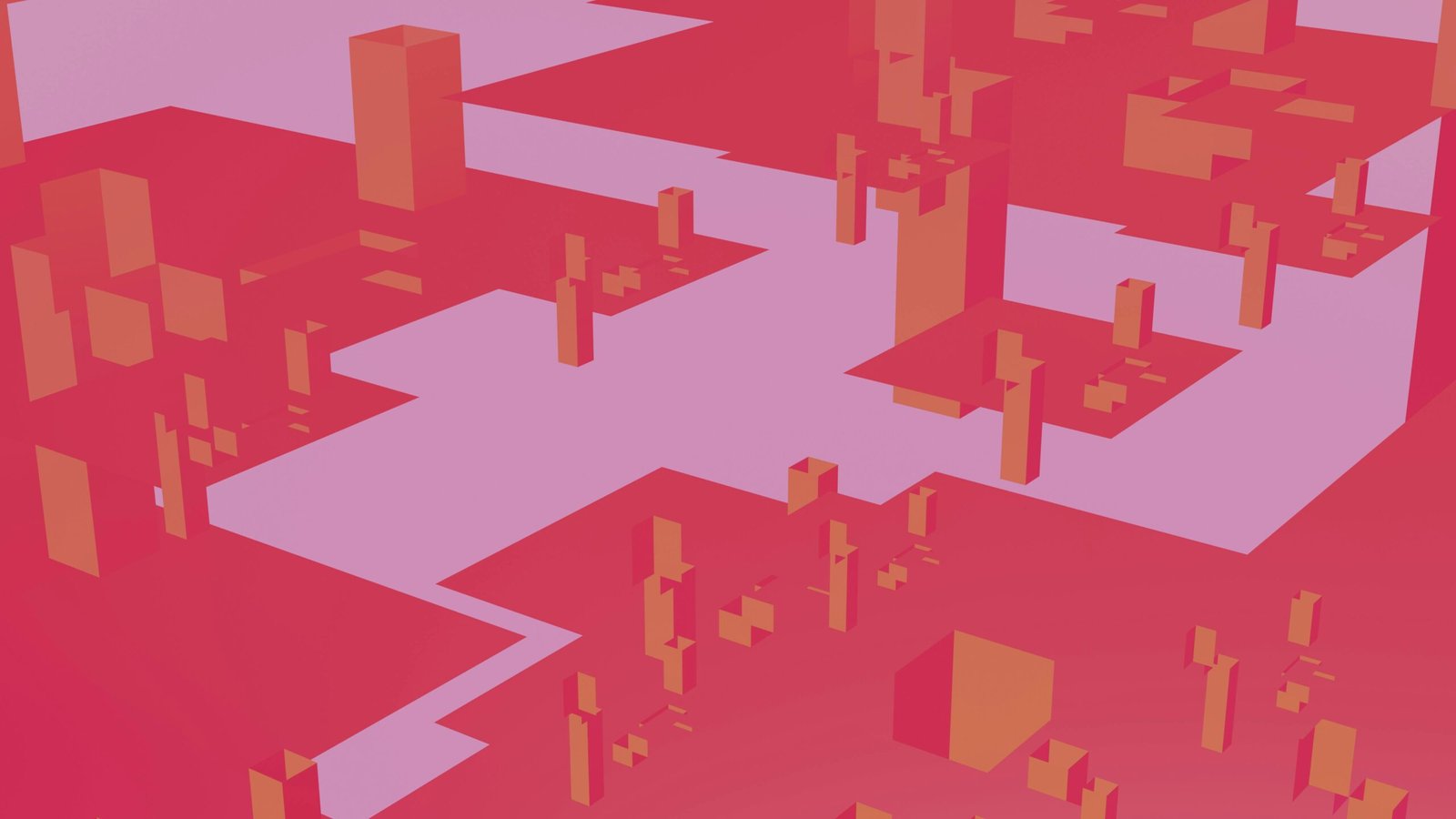 Bold geometric abstract design featuring vibrant red and pink hues for modern digital art enthusiasts.